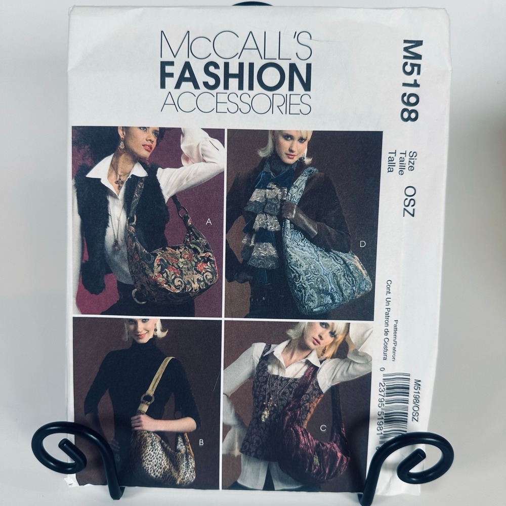 McCall's Sewing Pattern M5198 Hobo Bags OSZ Uncut Factory Folded